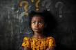 © Daniel - An African young girl stands with question marks floating above her head, lost in thought