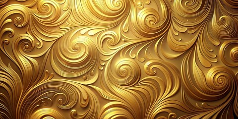 Wall Mural - Golden abstract wallpaper with swirling gradients and intricate textures, perfect for luxury design projects