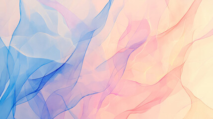 Poster - An abstract design featuring flowing layers of pastel colors in pink and blue, creating a soft and dreamy visual effect that captivates the viewer.
