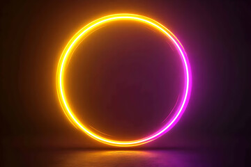 Wall Mural - Abstract neon circle in dark background.