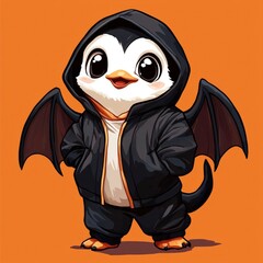 Sticker - Cute Penguin with Wings Wearing Hoodie