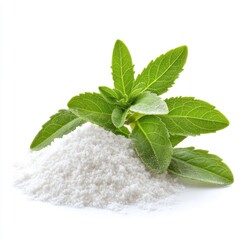 Stevia Powder on white background