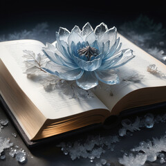 Wall Mural - open book with flower