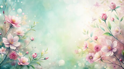 Wall Mural - Soothing background with soft flowers and gentle watercolor textures, perfect for relaxation and calm moments