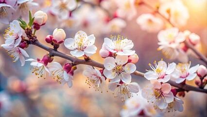 Close-up of delicate apricot flowers in bloom