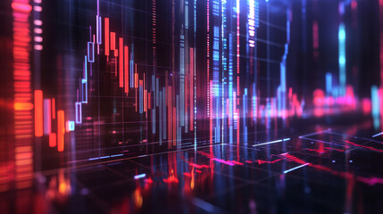 A 3D image showing a financial trading banner. It represents investing in the stock market.