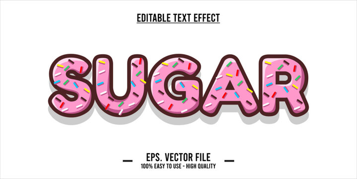 The word SUGAR is made with pink donut illustration on white background, Vector illustration design.