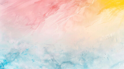 Poster - An artistic abstract background featuring soft pastel colors of pink, yellow, and blue blended together, creating a dreamy and calming effect.