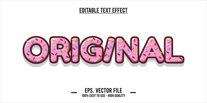 The word ORIGINAL is made with pink donut illustration on white background, Vector illustration design.