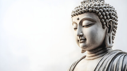 Serene Buddha Statue with White Background