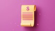 © Goodstock - A vibrant yellow receipt with a dollar sign on a pink background, perfect for financial or business-related projects.