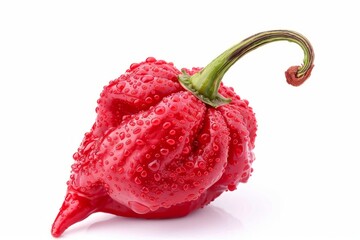 A fresh Carolina reaper pepper isolated on white.