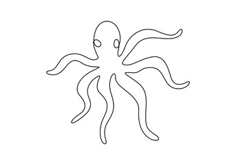 Wall Mural - Octopus continuous one line drawing. Isolated on white background vector illustration