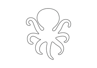 Wall Mural - Octopus continuous one line drawing. Isolated on white background vector illustration