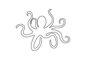 Wall Mural - Octopus continuous one line drawing. Isolated on white background vector illustration