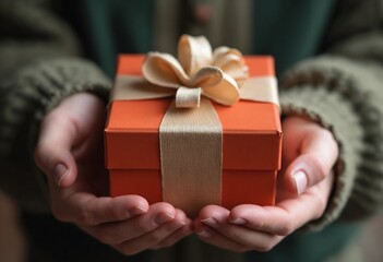 A gift box in boy hands