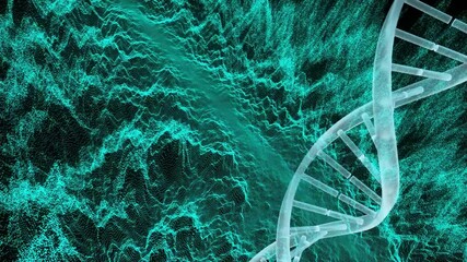 Poster - Animation of dna strand over light trails background