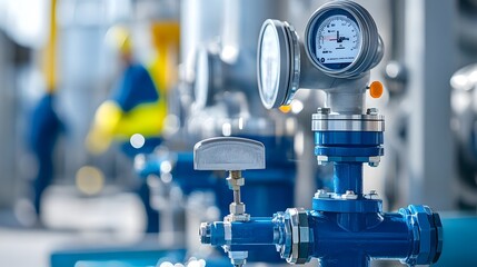 Poster - close up view of automated valve systems controlling water distribution at municipal facility