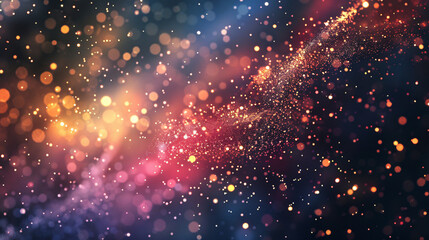 Poster - A mesmerizing cosmic scene filled with colorful bokeh effects and sparkling particles against a dark background, creating a sense of depth and wonder.