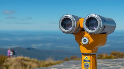 Wall Mural - Coin Operated Binoculars Offer Expansive Views of Distant Landscapes at Scenic Lookout Point