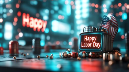 Wall Mural - Celebrate Labor Day with vibrant decorations and festive elements highlighting joy and appreciation for workers.