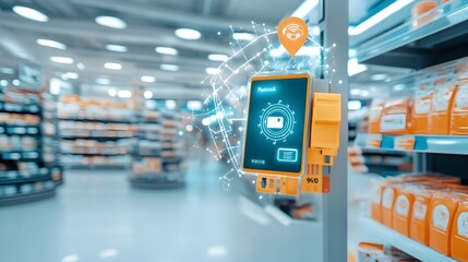 Poster - Contactless Payment RFID Chip in a Modern Store for Wireless Transactions