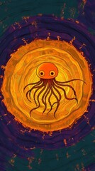 Canvas Print - Abstract Octopus in a Spiral Sun