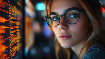  AI cyber security concept. Diverse IT specialist team analyzing artificial intelligence online risk threats to consumer data & privacy. Software developers coding & ethical hacking in dark office 