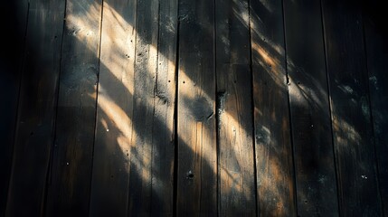 Sunlight Illuminating Weathered Wooden Planks