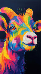 Wall Mural - Colorful Goat Portrait.