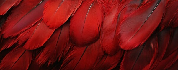 Poster - Close-up of vibrant red feathers, texture