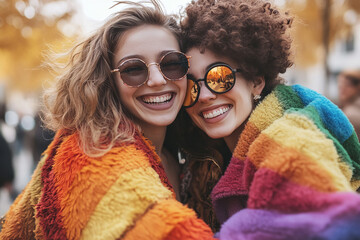 Sticker - Joyful LGBT Couples' Halloween Costume Contest with Diverse Outfits  