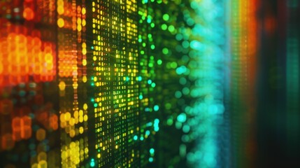 Close - up of colorful computer code on a monitor, with a blurred background, depicting the concept of programming