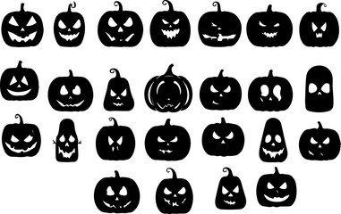 Scary pumpkin silhouette vector image