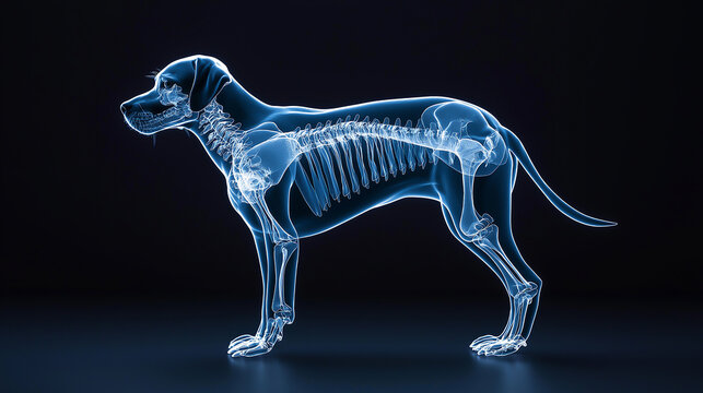 Veterinary X Ray of a Dog Skeletal Structure Photographed with Professional DSLR in