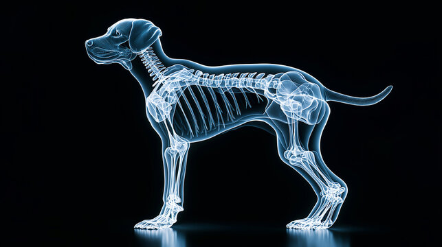 Veterinary X Ray of a Dog Skeletal Structure Photographed with Professional DSLR in