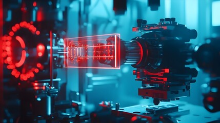 Aufkleber - Laser Lab Experiment with Reflecting Mirrors and Data Sensors Capturing Research Findings