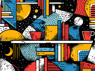 Wall Mural - contemporary character doodle artwork: leisure activities in flat cartoon style