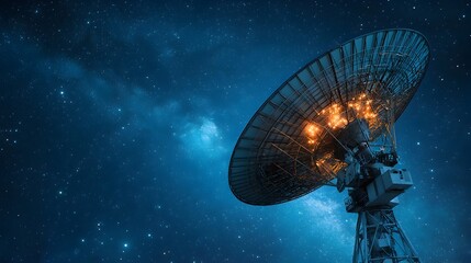 Poster - Modern Satellite Dish Receiving Radio Signals from Outer Space