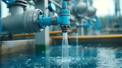 Aufkleber - Modern Water Treatment Plant Filtering and Purifying Urban Water Supply