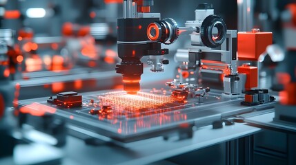 Aufkleber - Precision Laser Setup on Optical Bench with Diffraction Gratings