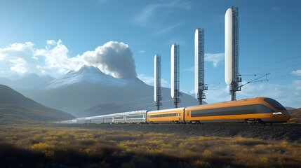 Poster - Wireless Signal Towers Providing High Speed Train Coverage Across Scenic Countryside