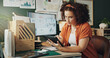 © PeakPoints/peopleimages.com - Working, tablet and woman in office for creative project with home development sketching. Career, digital technology and female interior designer planning luxury living space with online blueprint.