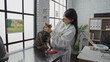 © Krakenimages.com - A young hispanic woman veterinarian examines a kitten in a veterinary clinic, showcasing the professional indoor workplace setting.