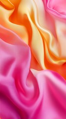 Sticker - Colorful satin fabric waves in pink and