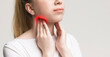© Prostock-studio - Woman with thyroid gland problem, touching her neck, closeup, panorama