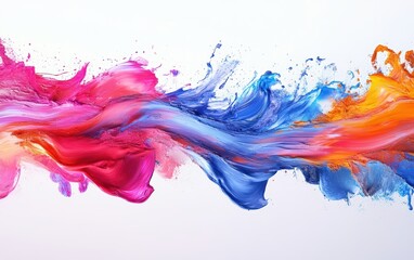 Wall Mural - Colored paint splash. Mix colors. Isolated on white background. Paint  fly drops.