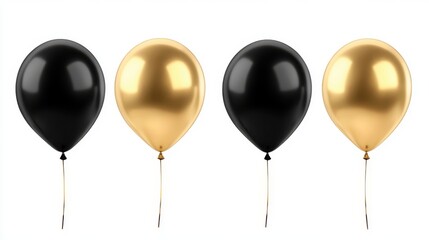 gold and black balloons on white background
