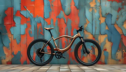 Bicycle Repair Station with Seated Velo Bike Against Sport-Inspired Background and Cycling Textures