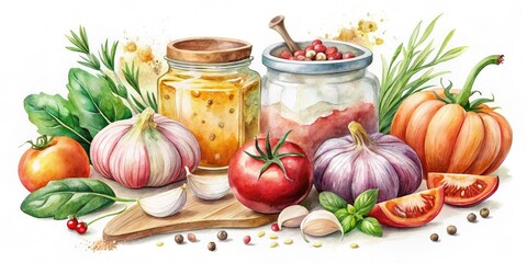 warm pastel colors with watercolor illustrations highlighting artisanal food ingredients on a whimsical nutrition label for specialty food products